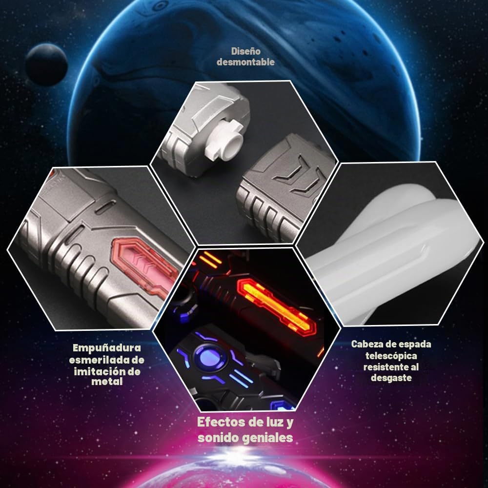 Sable de Luz, 2Pcs Espada Laser Niños, 15 Colores Sonido de Combate Simulado, Espada Láser, Sable de Luz Led, Espada Láser Retráctil 2 en 1 para Niños ( Plateado + Negro)
