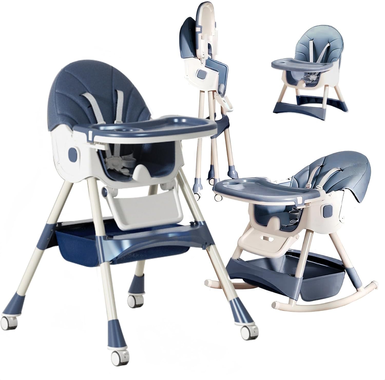 6in1 Baby High Chair for Babies and Toddlers, 4 Gear Adjustable