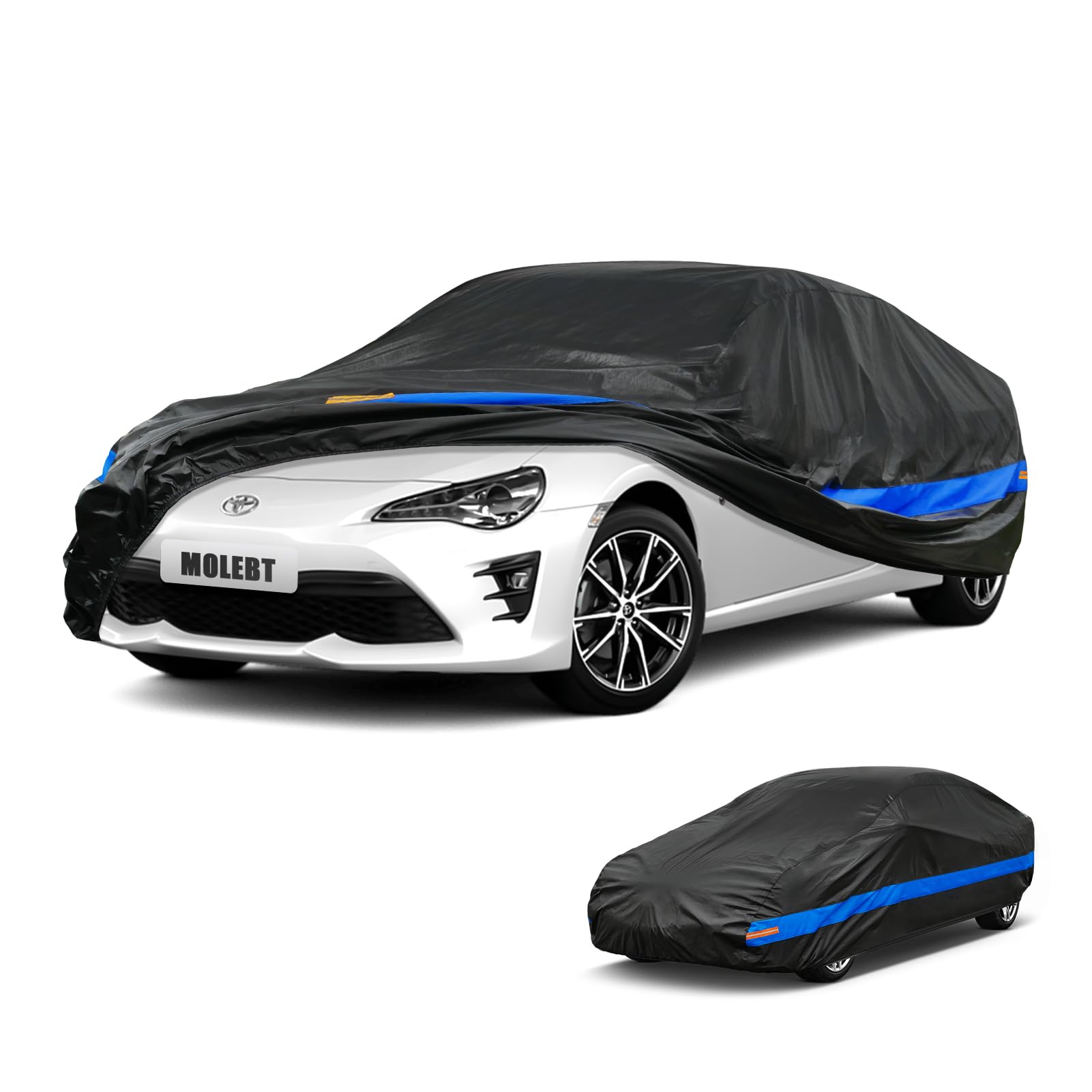 Car Cover for Sports Car Coupe Sedan Waterproof All Weather, Universal Fit Nissan Versa/350z/370z/240SX, Audi TT, Toyota 86/Celica, Subaru BRZ,Hyundai Accent, Porsche 718/Boxster etc.
