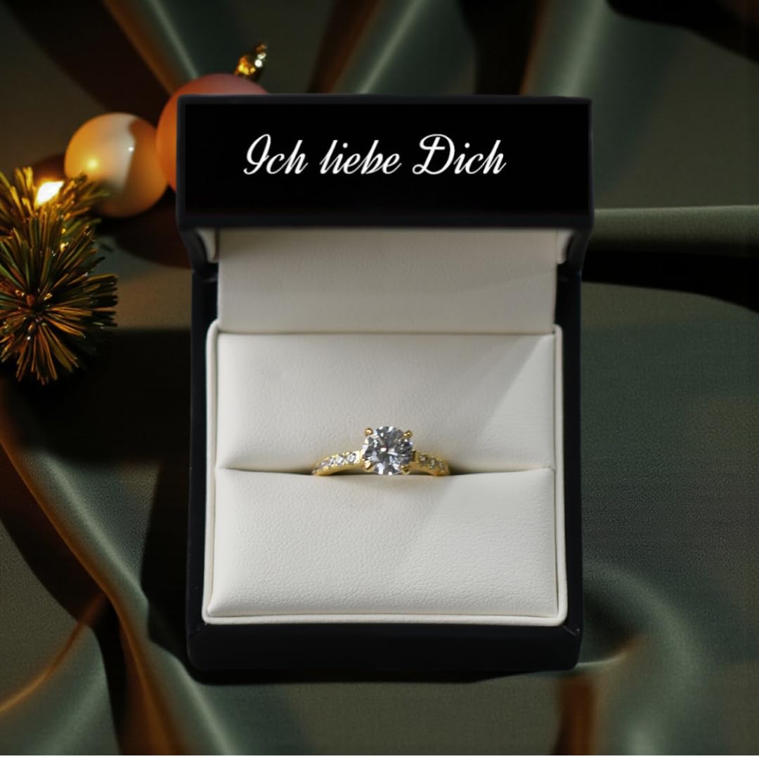 Verlobungsring Gold Damen mit Stein (15 Zirkonia Steine), Antragsring