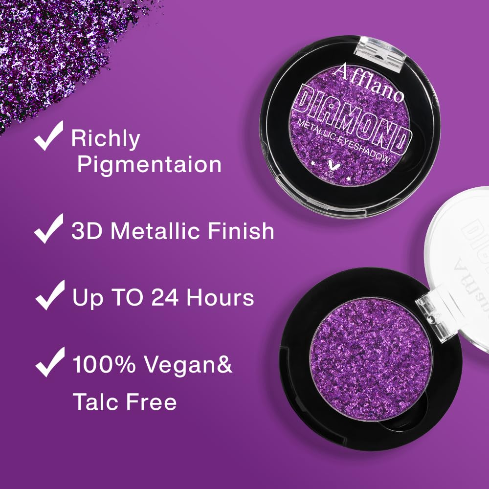 Afflano Red Glitter Eyeshadow, Diamond Bright Red Eyeshadow Instant Color, Super Pigmented Single Red Metallic Eyeshadow One Swipe, Holographic Red Shimmery Eye shadow for Goth Smoky Clown Eyes Makeup