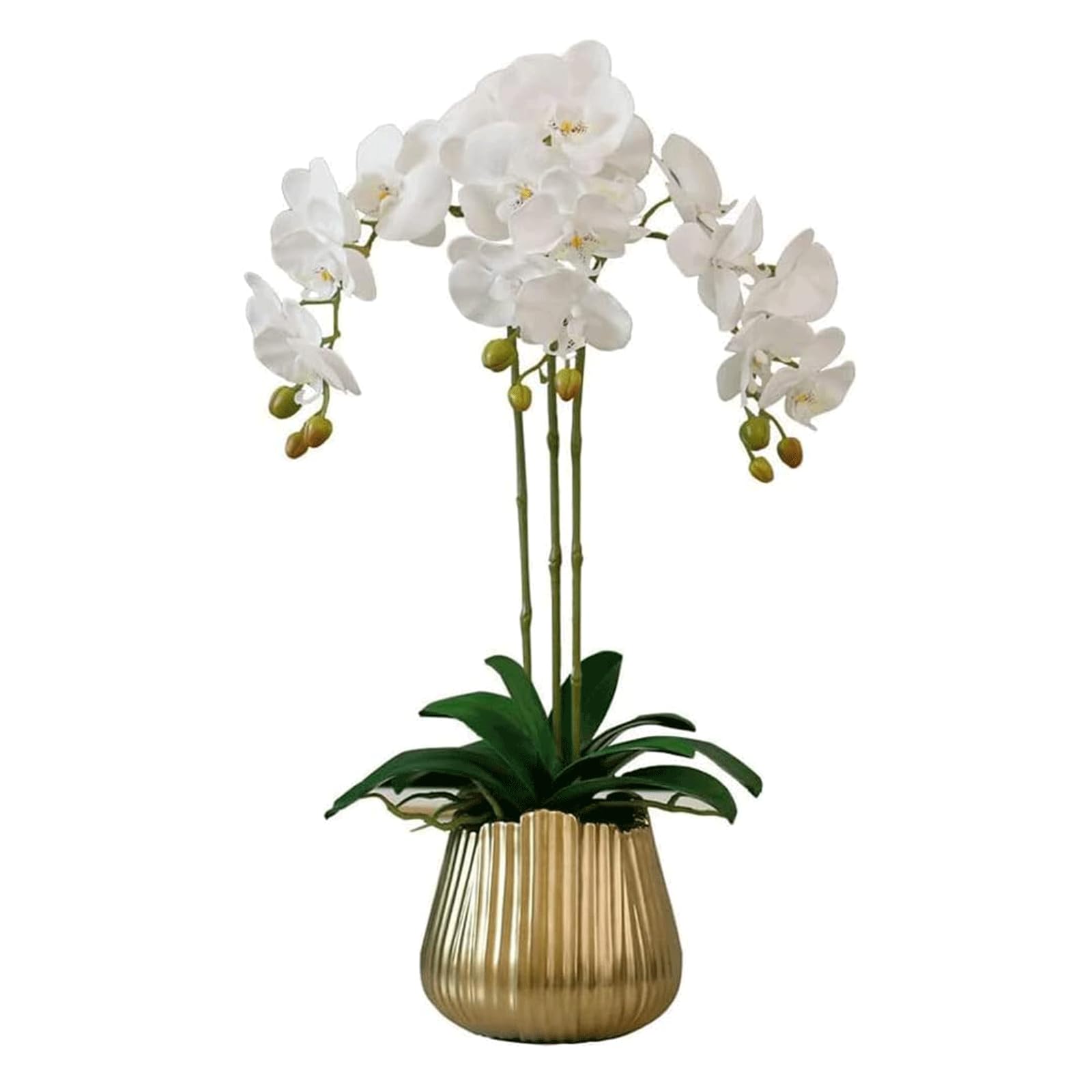 MYUYEE Artificial Orchid Silk Artificial Flower With Porcelain Vase Artificial Phalaenopsis Flowers Potted Faux Luxury Fake Floral