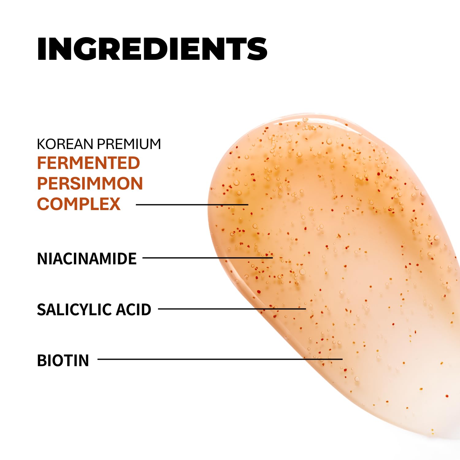 Korean Persimmon Shampoo for Scalp Odor & Dandruff, Salicylic Acid & Biotin