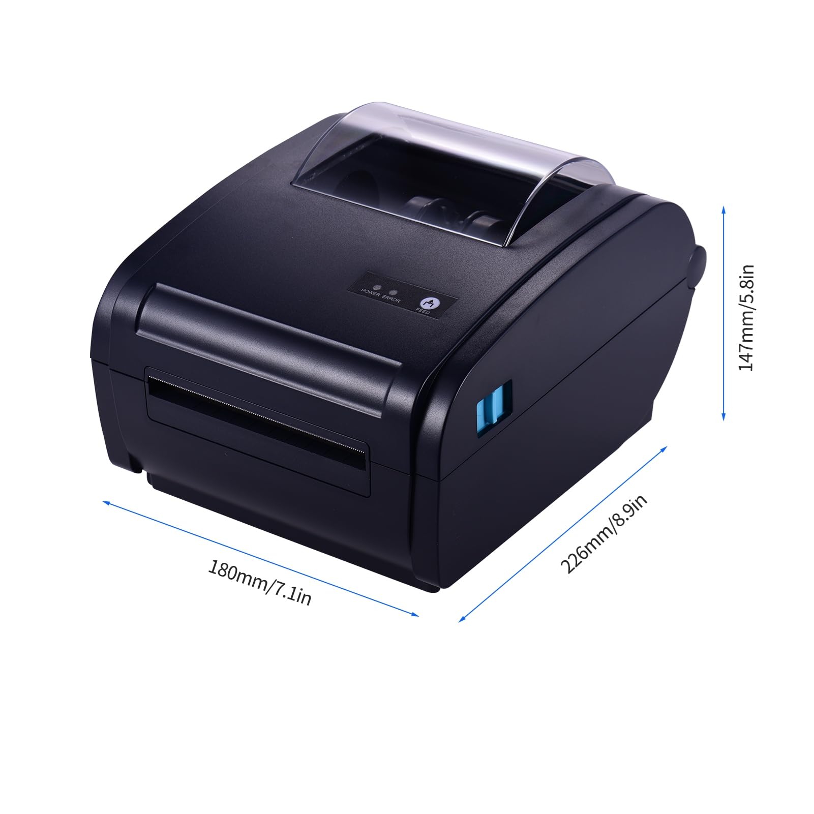 HUIOP Shipping Label Printer,Stampante Termica da Tavolo per Etichette da imballaggio 4x6 160 mm/s Stampante di connessione USB e BT ad Alta velocità Adesivo per etichettatrice Larghezza Massima