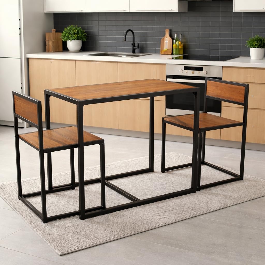 yelloo - Tavolo Bar con Sgabelli Salvaspazio, Angolo Bar per Casa, Tavolino Bar uso Interno, Ideale per Birreria, Pizzeria, Perfetto per Arredare Casa con Stile (Siena - Tavolo + 2 Sedie)