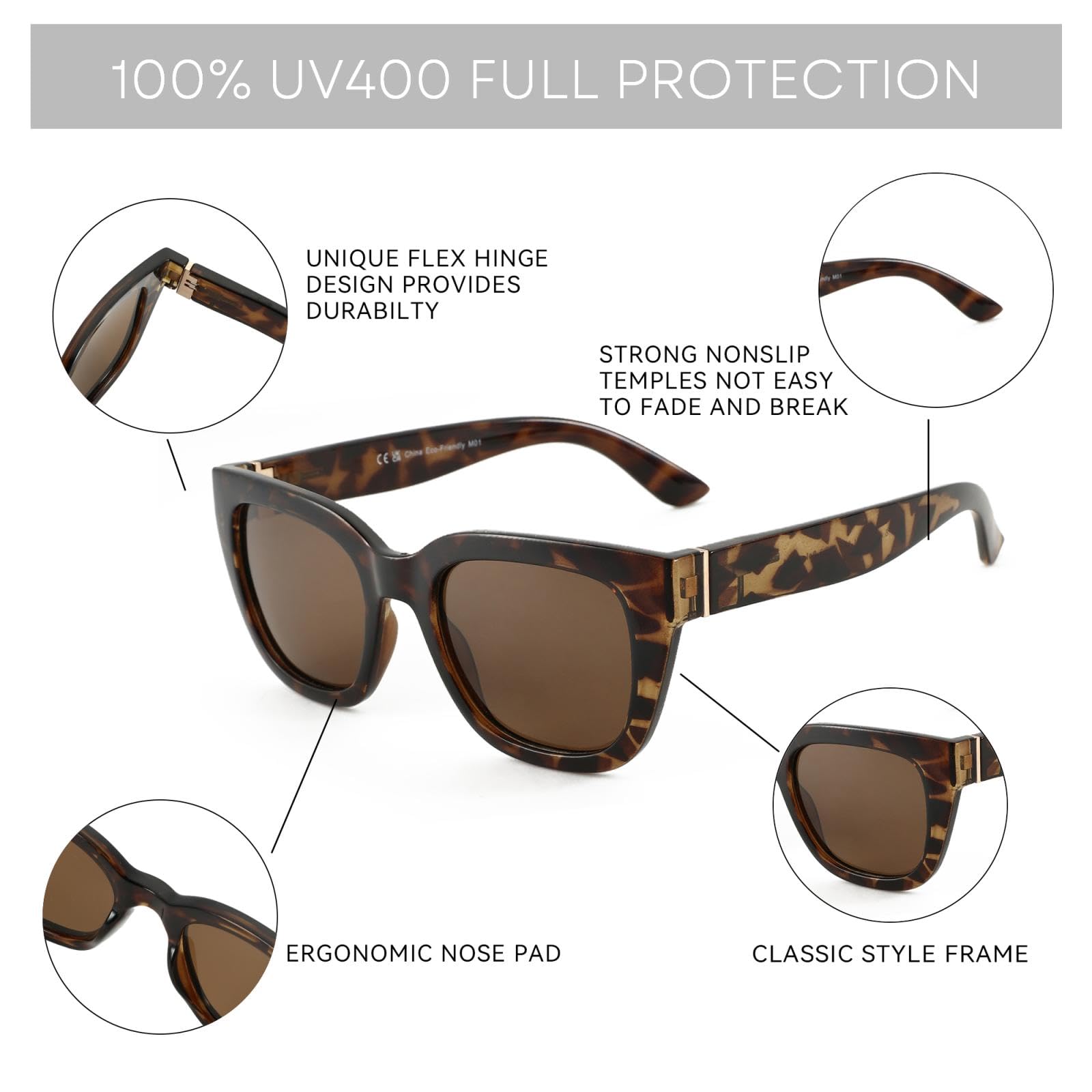 Occhiali da sole polarizzati alla moda per donna, protezione UV400, occhiali da sole a forma di occhio di gatto.