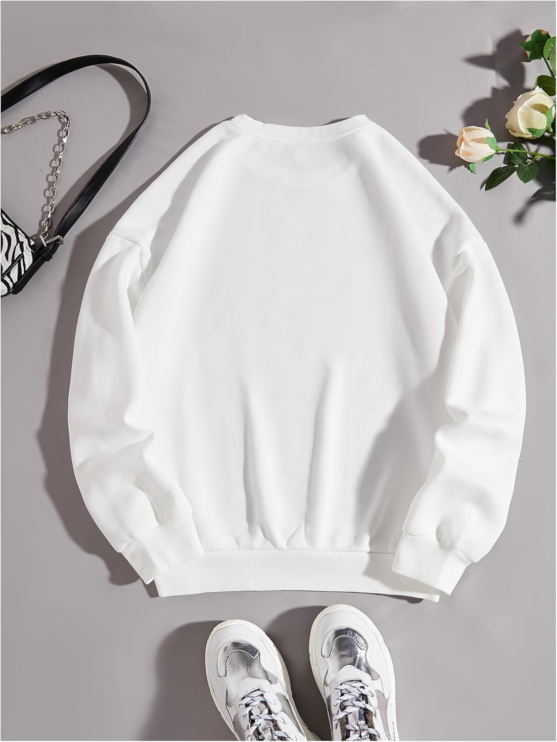 WDIRARA Women's Letter Graphic Sweatshirt Crewneck Long Sleeve Pullovers Loose Tops - Image 2