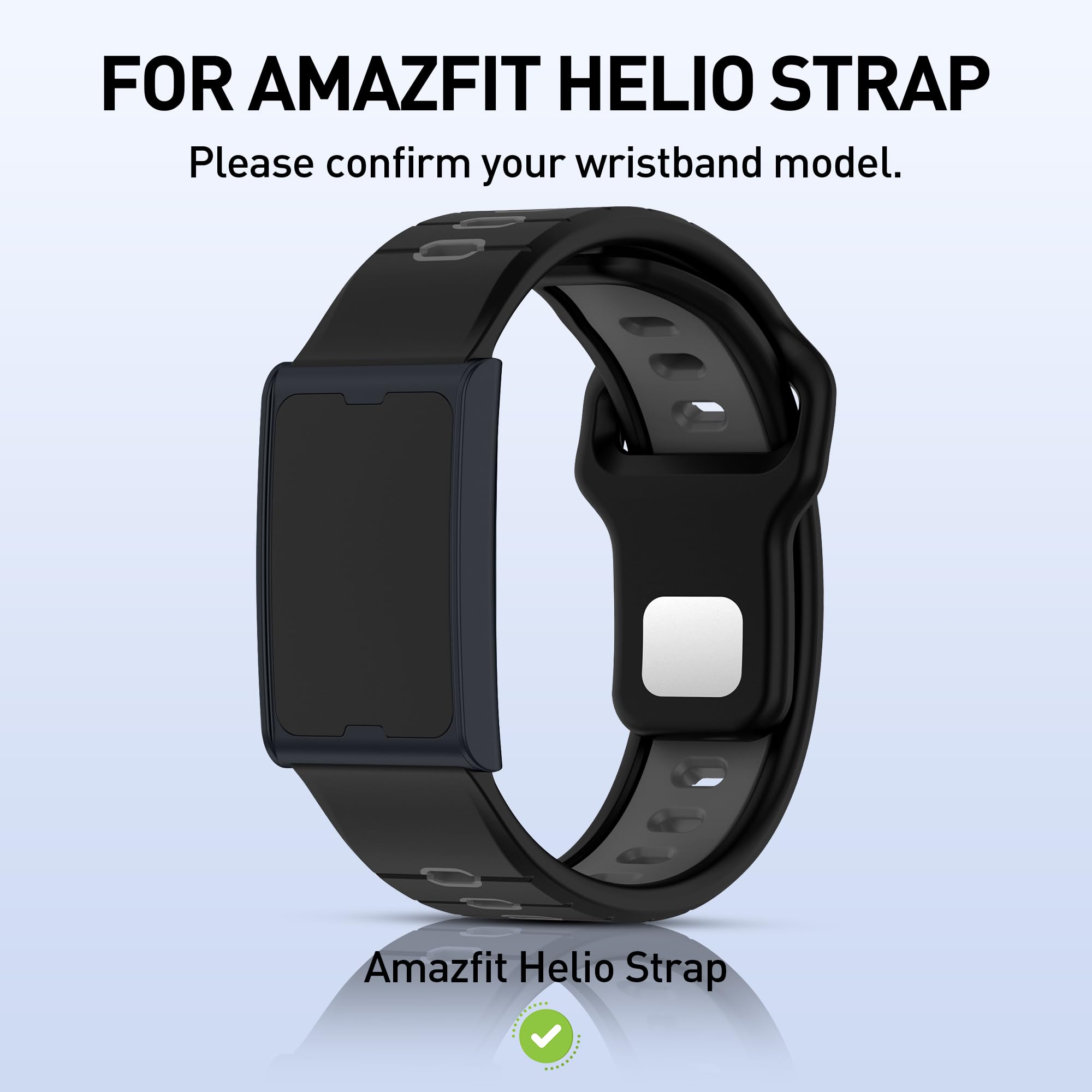 Diruite 2 Piece Bicolor Watch Straps for Amazfit Helio Silicone Watch Bands,Waterproof Ventilated Silicone Sport Watchbands Quick Release Replacement Bands for Men and Women — view 2