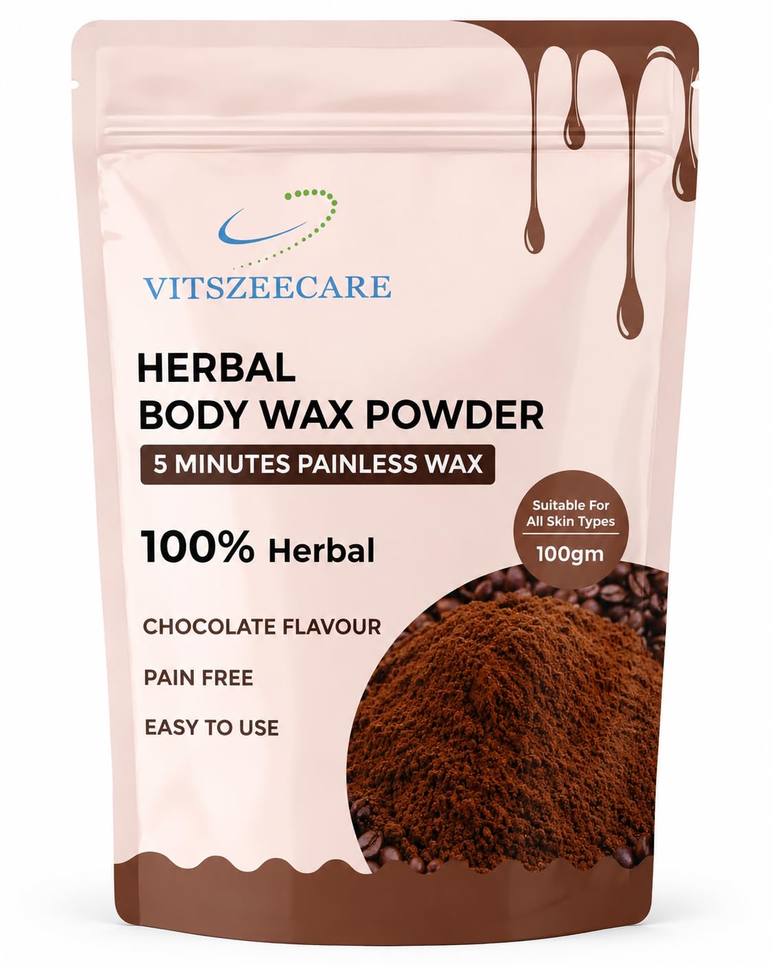 Chocolate flavour pure Full Body Wax powder 100gm for facial hair removal/face for women/Girl/Men | Painless & Quick Solution for Hair Removal-image-46