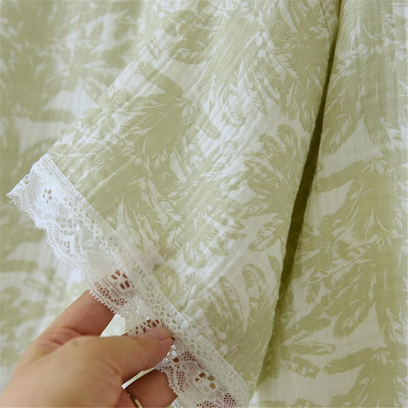 Shanghai Story Men's Notched Collar Short Sleeve Sleepwear Short Pants Pajamas Sets Lace PJS Green 5