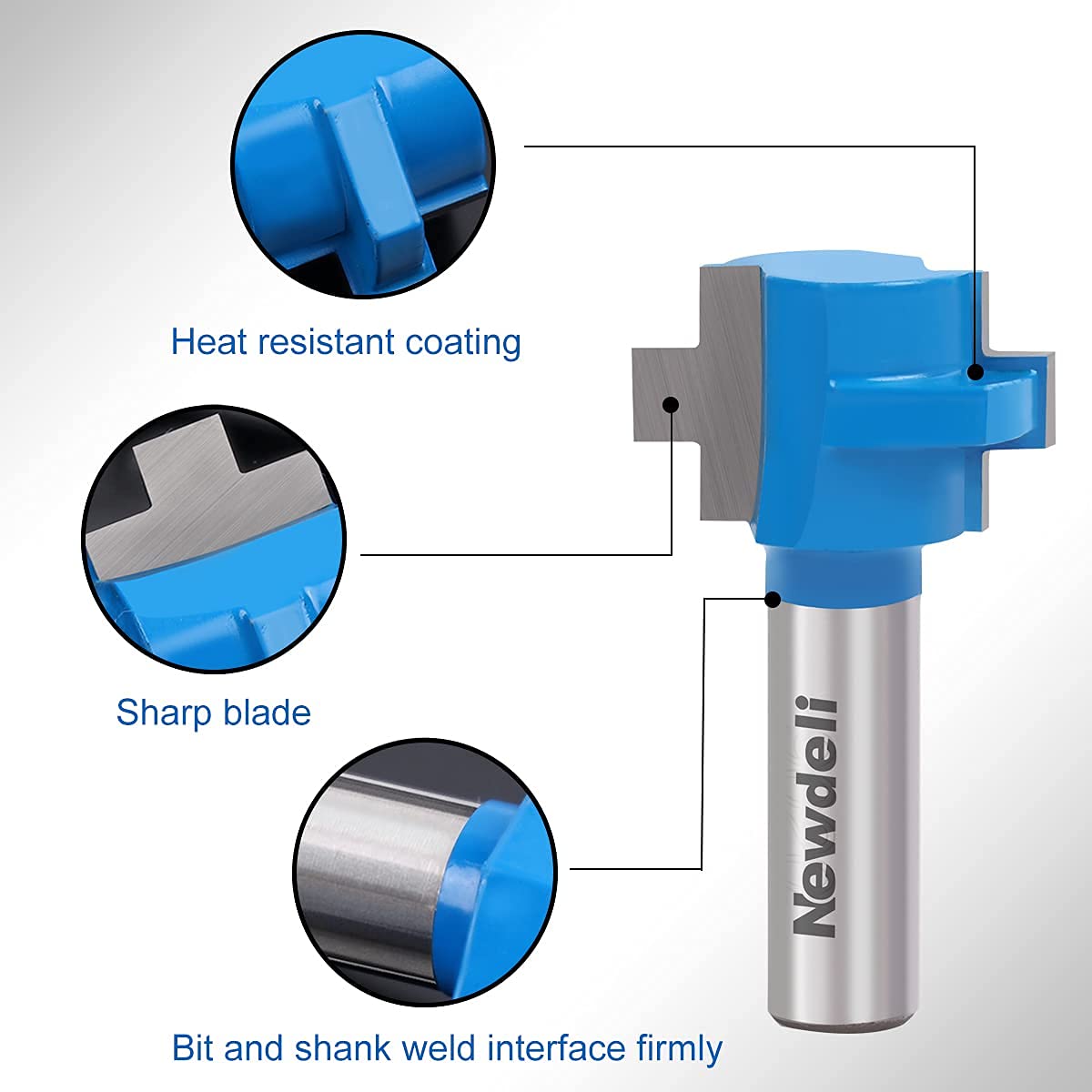 Newdeli Tongue & Groove Router Bit Set – 2-Piece Matched Set, 1/2" Shank, Carbide-Tipped For Clean Wood Joints