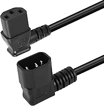 GELRHONR 90 Degree IEC320 C14 Left Angle C13 PDU Power Extension Cable, C14 Right Angle Male to C13 Female Power Cable - 50 cm Right C14 to Left C13