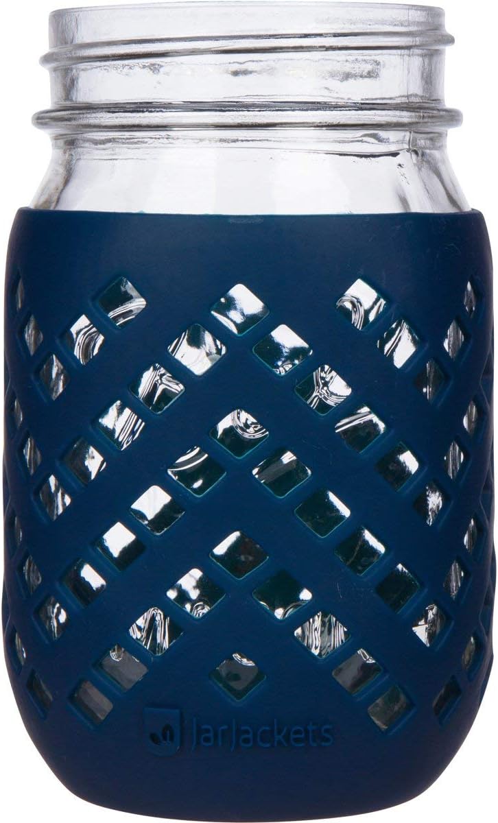 Silicone Mason Jar Sleeve - Fits 16oz (1 pint) REGULAR-Mouth Jars | Package of 1 (Midnight)