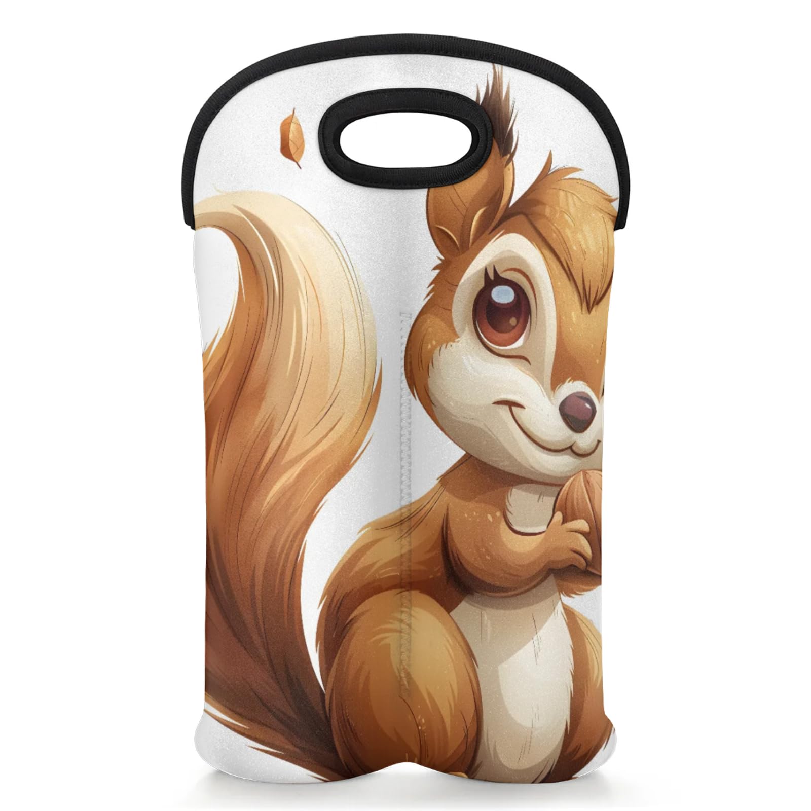 GzLeyigou 2 Bottles Animals Squirrel Wine Bag Sleeve Totes Neoprene Protective Wine Carrier Bag for Wine,Water, Champagne, Beer, Baby Bottles,Gift 14.5 x 10 Inches