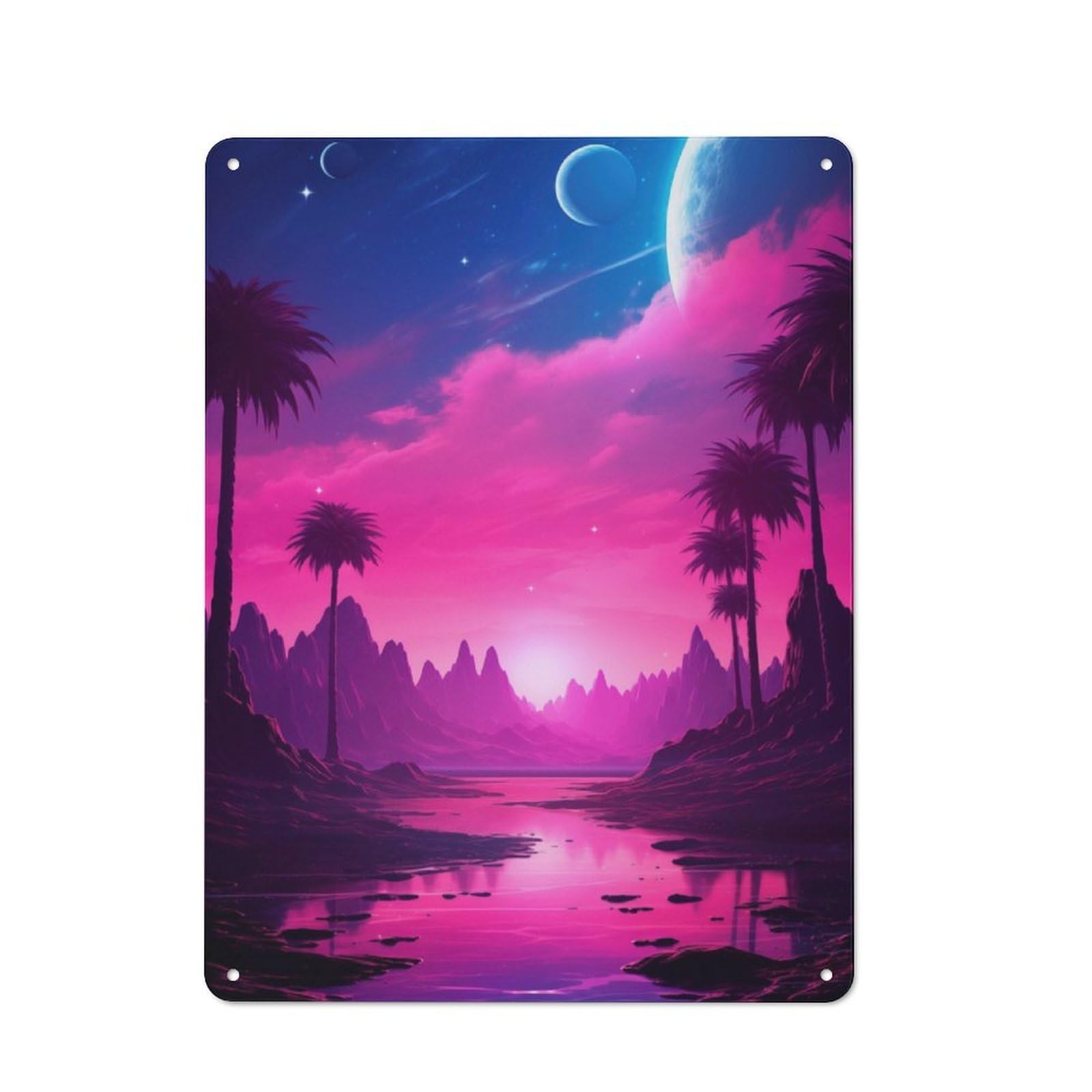 Junmoney Sunset Synthwave Reverie For Lounge Or Reading Corner, Vintage Metal Sign 40X30cm, For Cooler-Season Styling In Lounge And Reading Corner