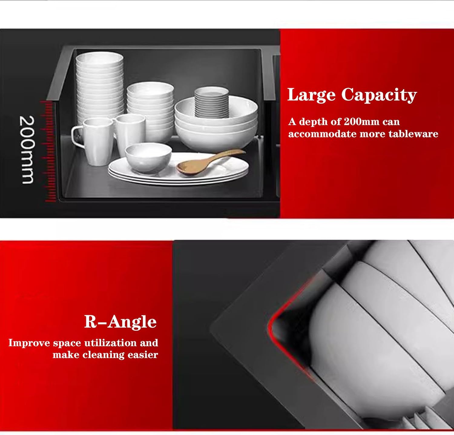 JATIBOSH Black Undermount Kitchen Sink with Chopping Board and Angle Valve - Undermount Sinks Stainless Steel Double Bowl Kitchen Sink Under Counter Basin Round Corner