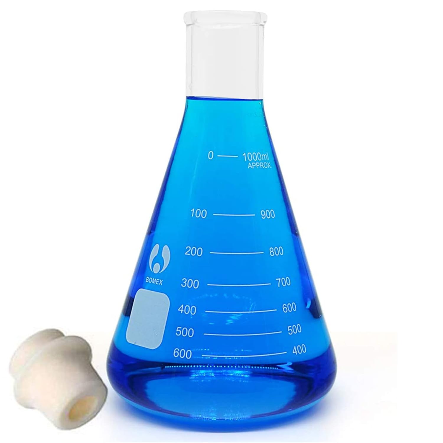Glass Flask Erlenmeyer Flask Narrow Mouth 1000ml Graduated Flasks with