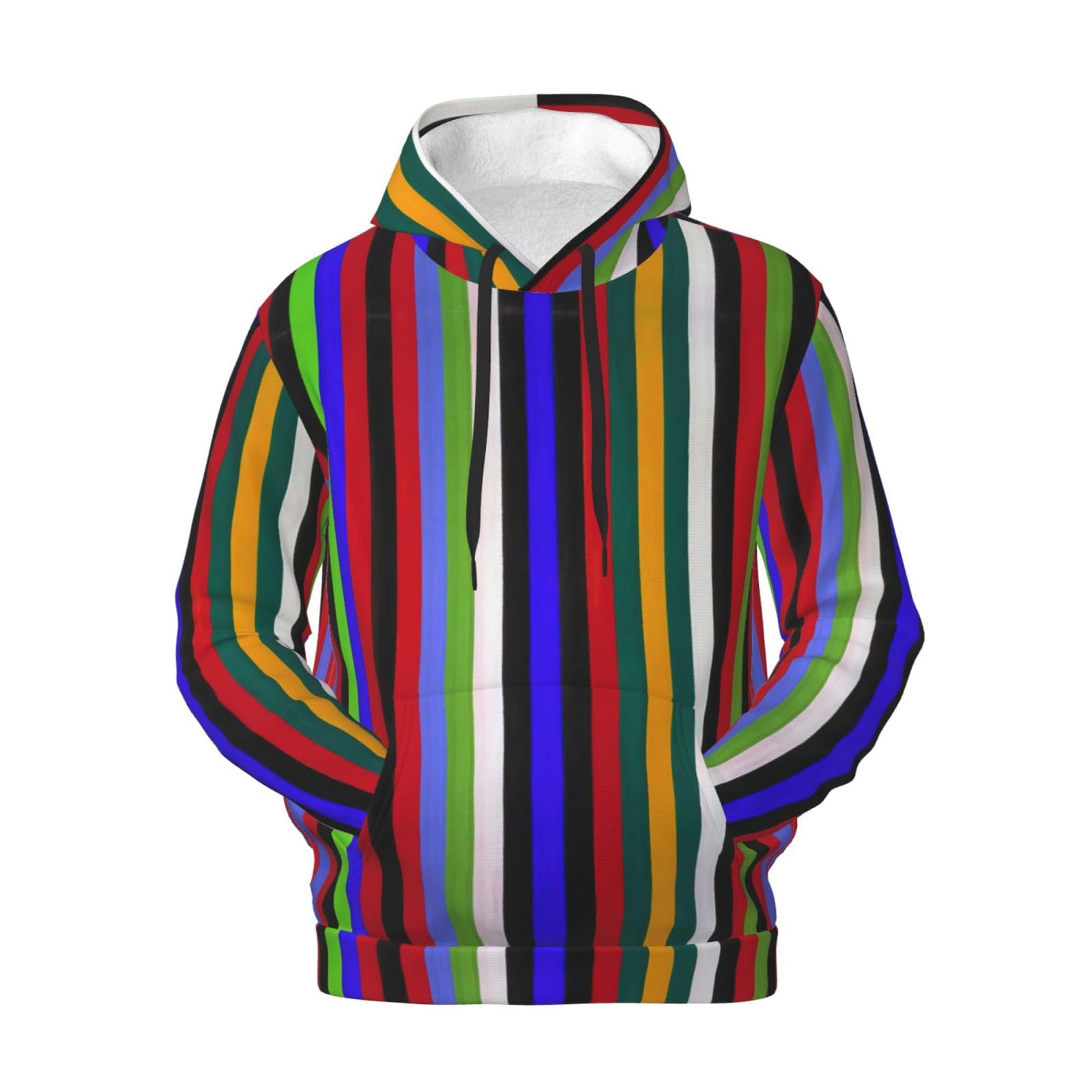 Męska bluza z kapturem w kolorowe paski, swobodny nadruk graficzny sweter z kapturem koszule z kieszenią