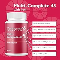 Vista 2 de Celebrate Vitamins Multi-Complete Multivitamínico bariátrico con 45 mg de hierro, vitaminas y minerales esenciales diarios para gastrectomía