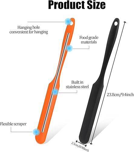 Miniatura 10 de 3 espátulas para tarros, espátulas de silicona resistentes al calor, con mango largo, esparcidor de mermelada, crema, mantequilla, espátulas para