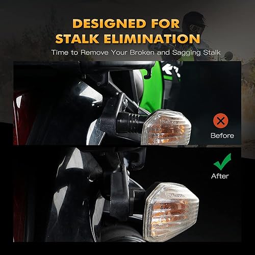 Miniatura 2 de NICECNC Kit de eliminación de tallo intermitente delantero y trasero negro adaptador de placa adaptador de señal de giro compatible con Kawasaki KLR