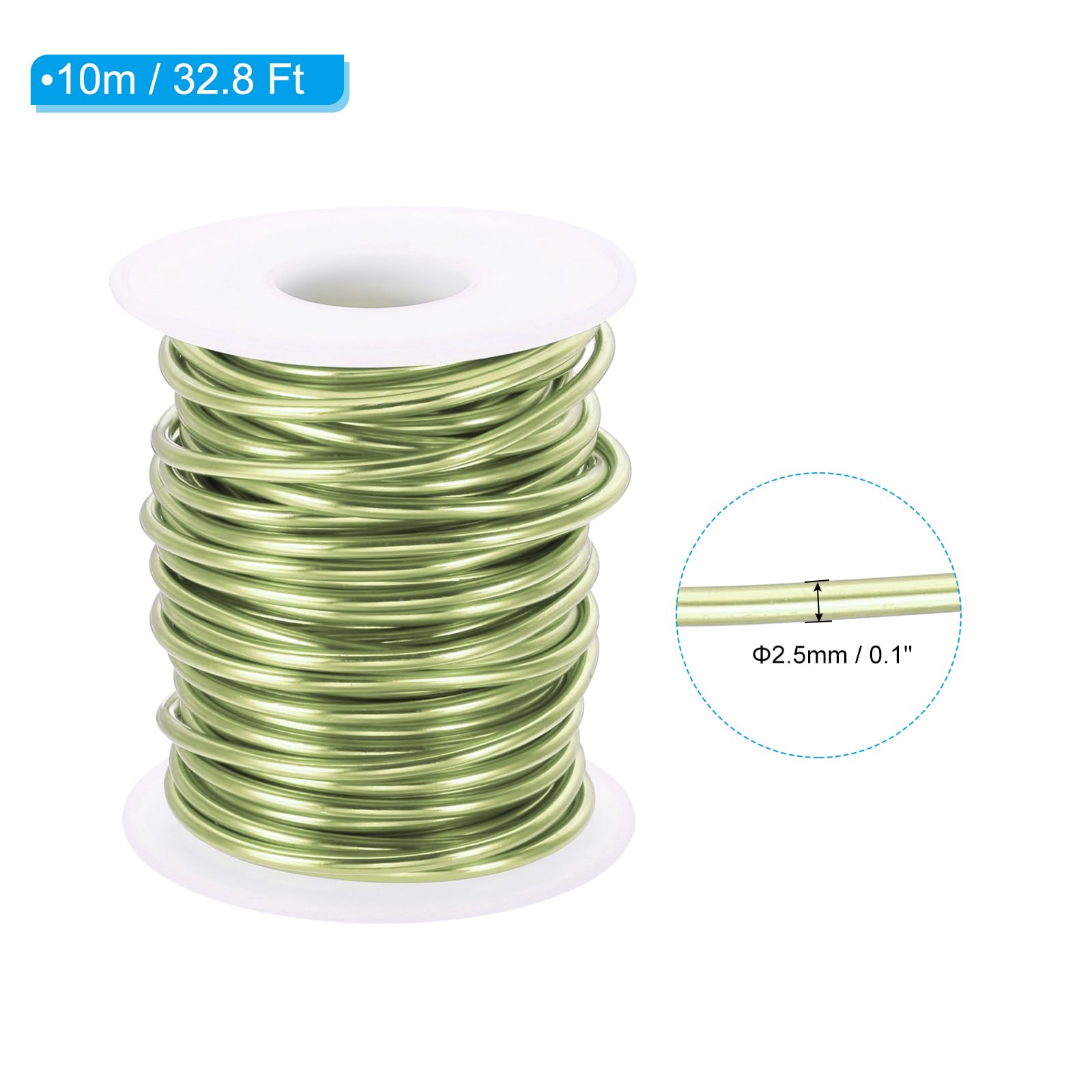 PATIKIL 10 Gauge 2.5mm Aluminum Craft Wire, 32.8 Ft Metal Wire Armature Bendable Wire for Jewelry Making Metal Wrap DIY Apple Green - Image 2