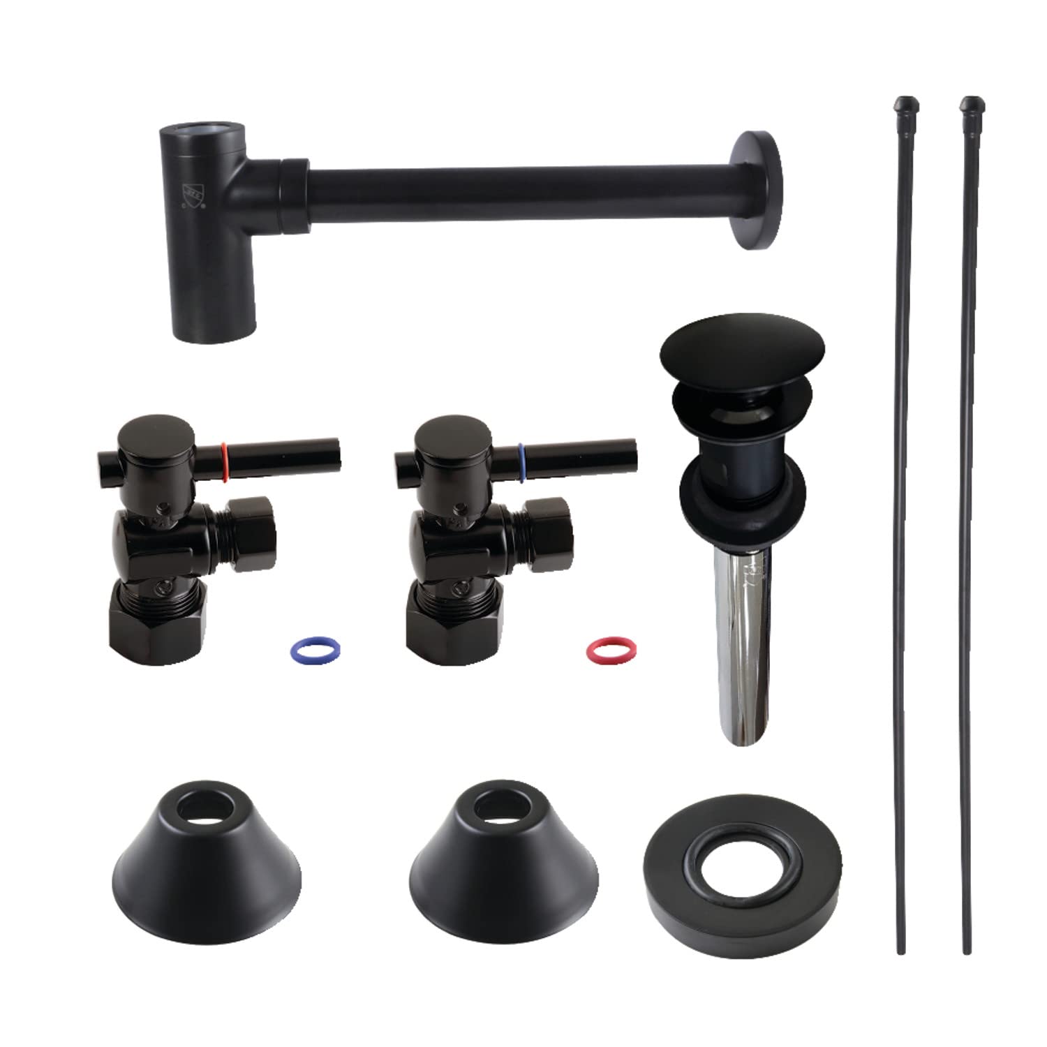 Kingston Brass Trimscape CC53300DLVOKB30 Kit de garniture d'évier de plomberie avec siphon à bouteille et bonde de trop-plein, noir mat