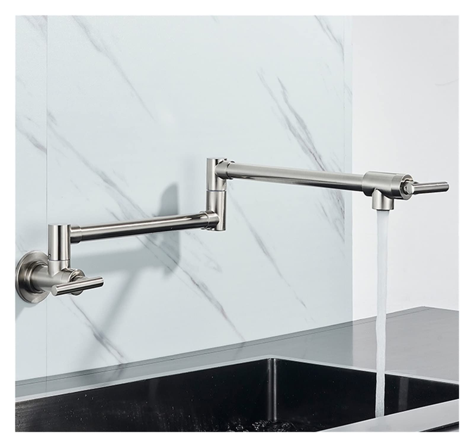 Filtro aeratore Universale Splash, Rubinetto per Acqua Fredda per lavello da Cucina Nero, Rubinetto Girevole per lavello in Ottone Massiccio, Rubinetto per riempimento pentole a Parete, BRAC