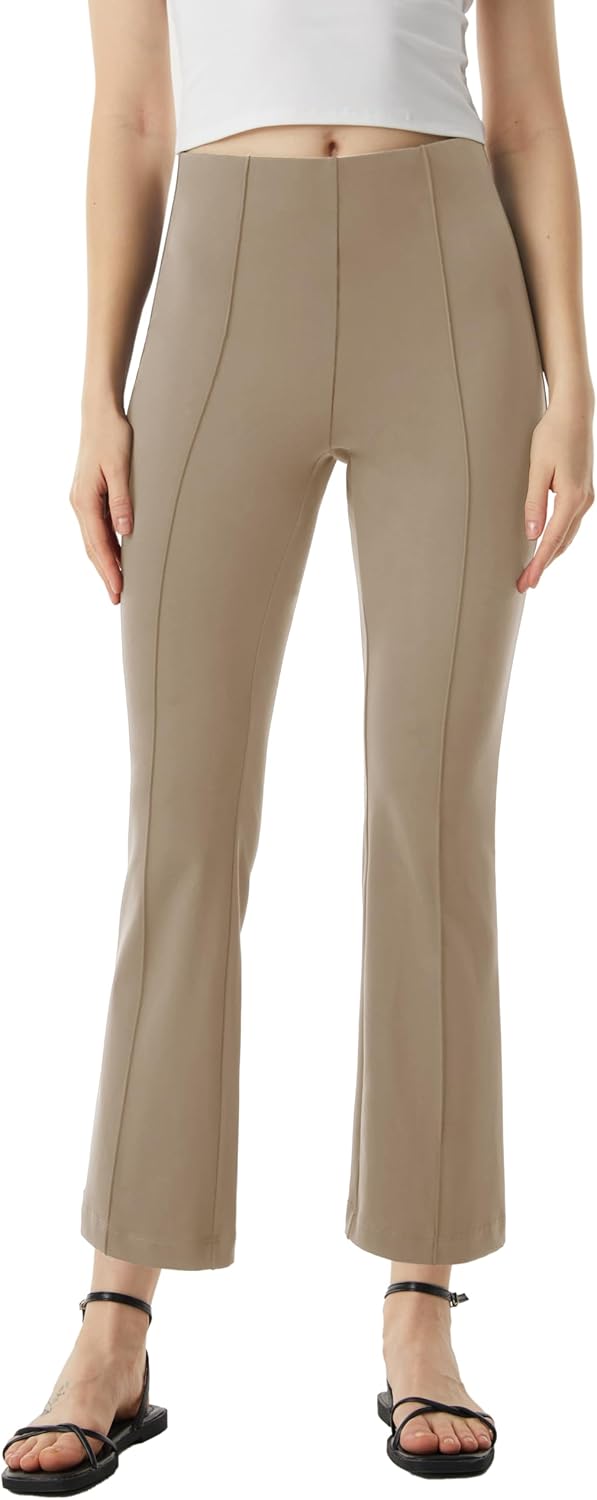 AFITNE Women's Yoga Pants with Pockets Stretchy Pull On High Waisted Cropped Pants Work Casual Dress Ankle Slacks