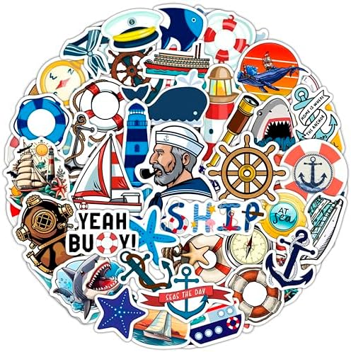 Amazon.com: 100Pcs Nautical Stickers for Water Bottle and Laptop ...