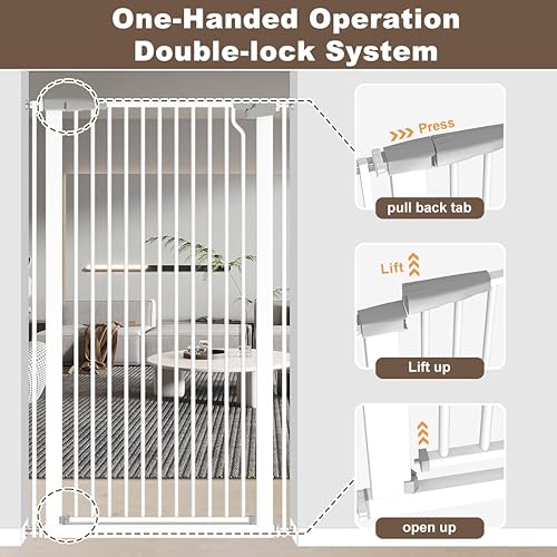 Miniatura 4 de Puerta para gatos extra alta de 51.18 pulgadas, puerta ajustable para mascotas para puertas y escaleras de 29.5 a 56.2 pulgadas de ancho, puerta de