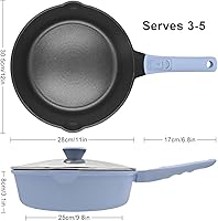 Vista 2 de Sartenes antiadherentes de 12 pulgadas con tapa, sartén profunda antiadherente de 5 cuartos de galón, sartén con mango desmontable, compatible
