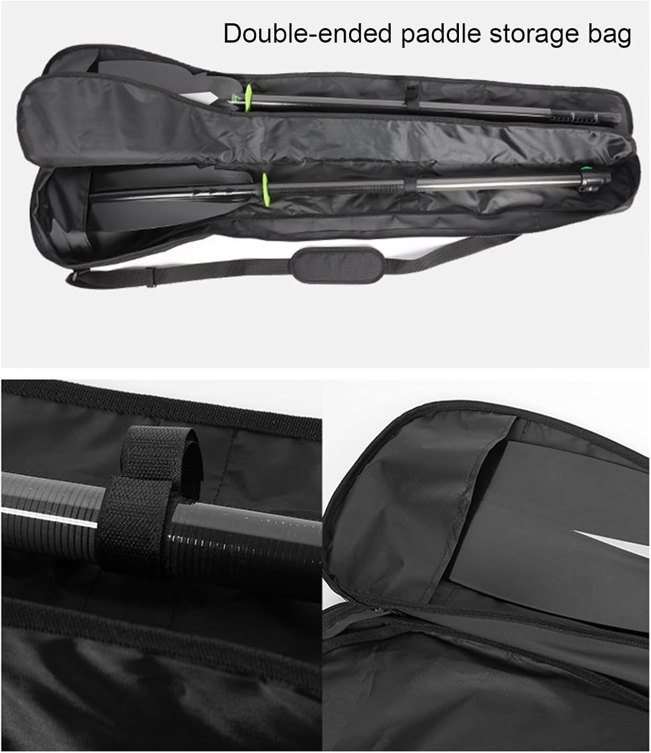 Kayak Paddle Storage Bag - Double Head Paddle Carrier | Waterproof Three Section Organizer With Adjustable Strap & Thick Oxford Material For Canoe, Kayak, Outdoor Water Sports And Travel