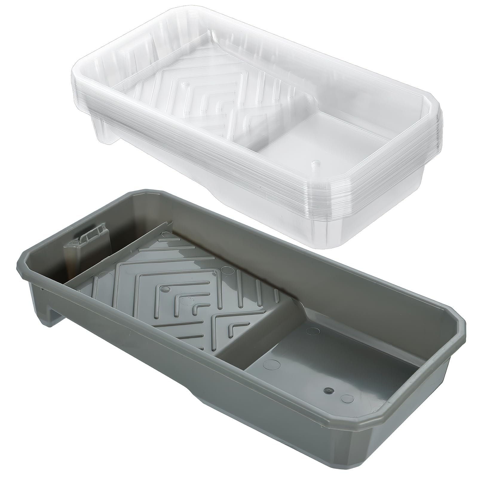 Plateau de peinture YEXEXINM en plastique transparent rectangulaire de 10,2 cm avec 20 doublures de couleur, jetable, pour peinture, arts et loisirs créatifs