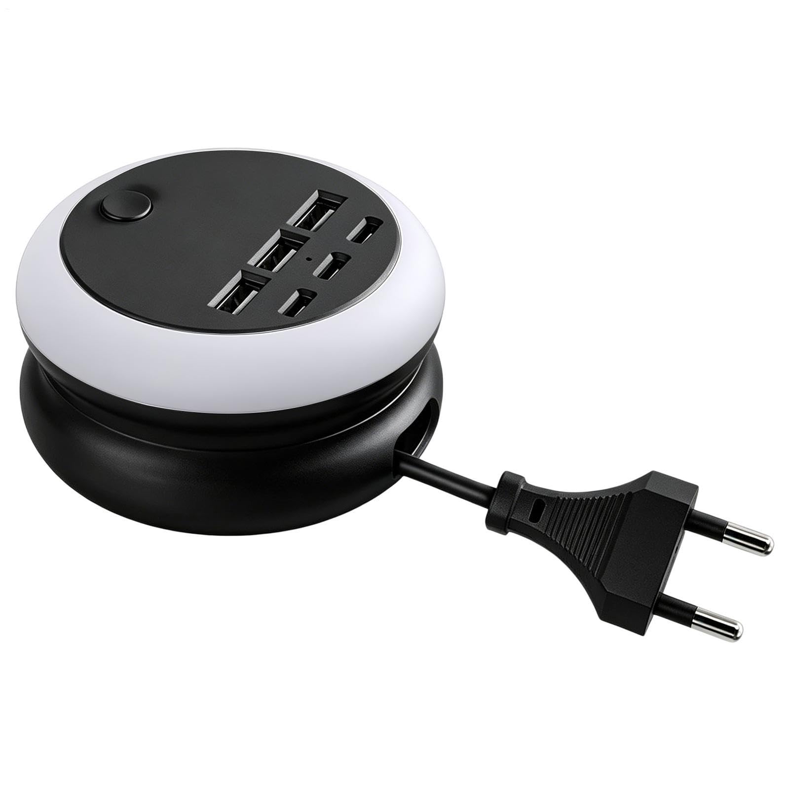 Estación de carga USB multipuerto retráctil para evitar cables sueltos 8