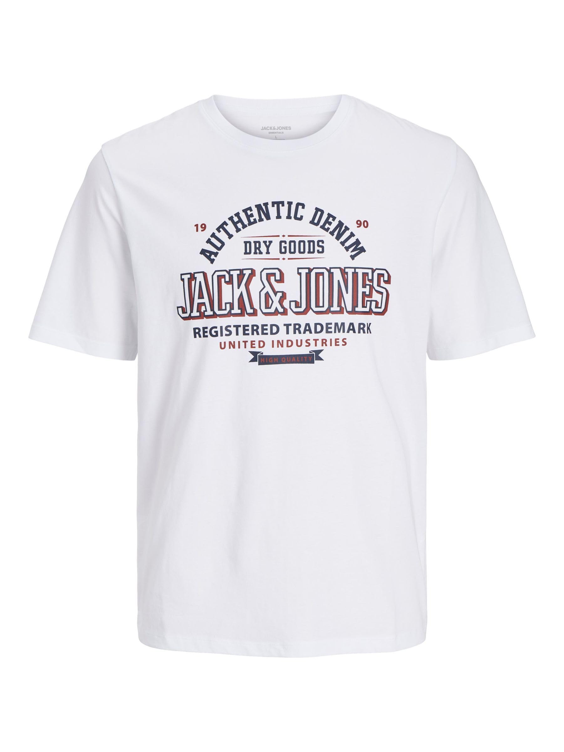 JACK & JONES Male T-Shirt Plus Size Logo T-Shirt, White, 3XL
