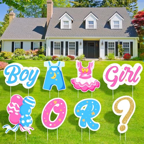 AerWo Gender Reveal Decorations Baby Shower Yard Signs with Stakes,Baby