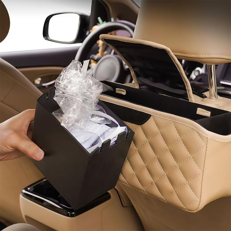 Organizzatore Sospeso Auto per Mahindra Quanto 2013-2016, Scatola Portaoggetti in Pelle per Sedile Posteriore, Tasca Portaoggetti Multifunzionale Abitacolo, 1 Pezzo,Beige