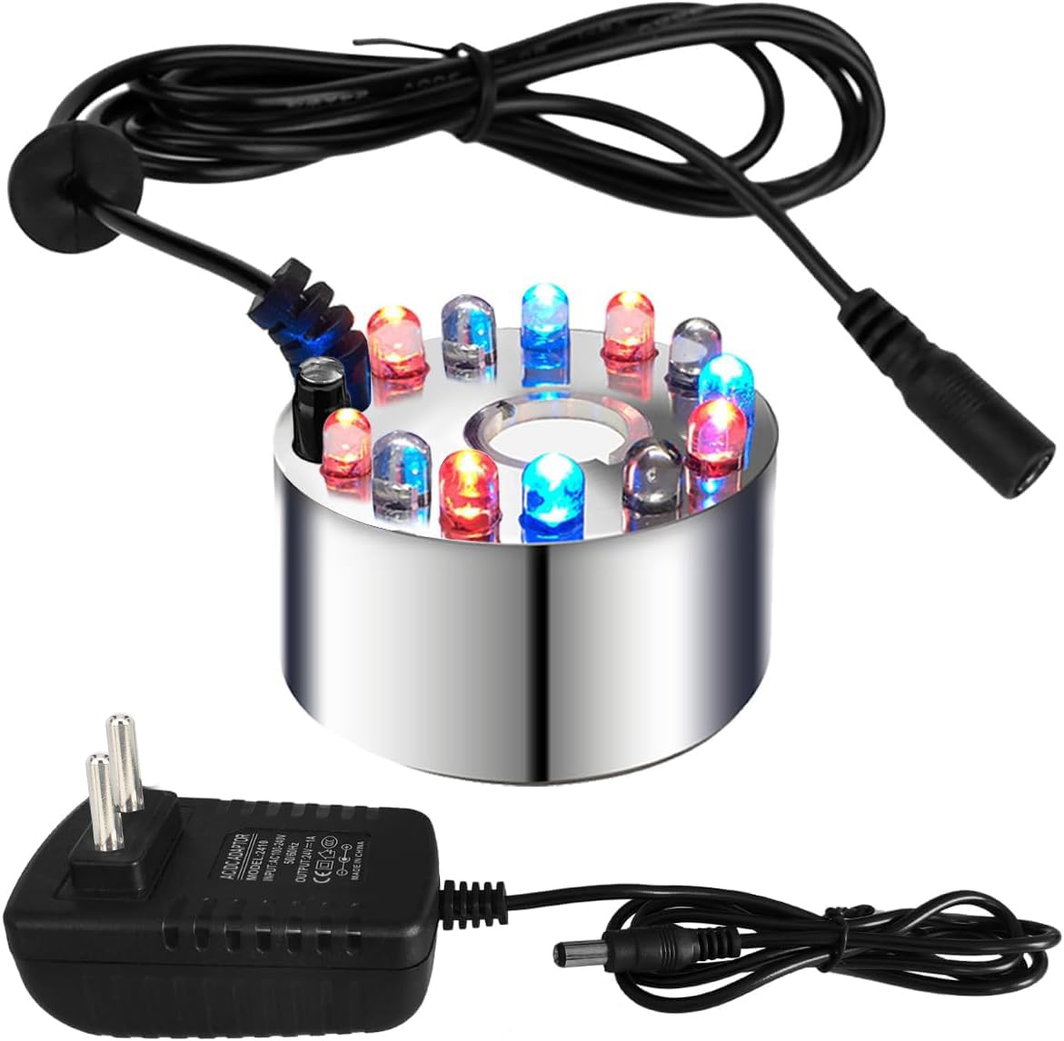 Shockley Mist Maker 12 LED Mister Fogger Water Fountain Pond Fog Machine Atomizer Air Humidifier Indoor Fountain Mister Foggers Perfect for Halloween Christmas (Fog/Mist Maker - 1 Piece)