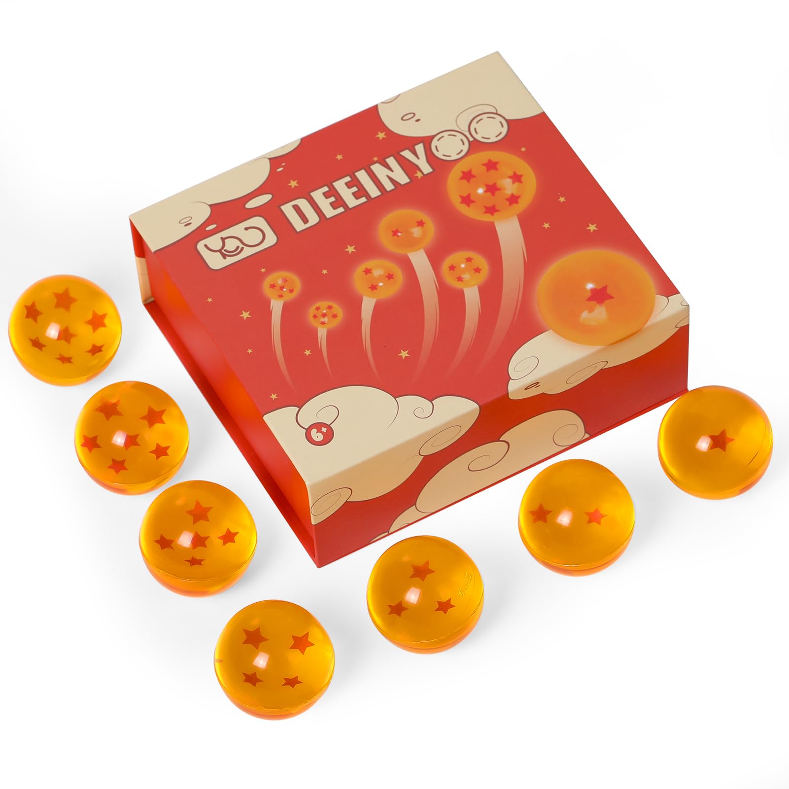 7PCS 45mm Large Dragon Bouncy Balls, Dragon 7 Stars Bouncing Balls for Kids DBZ Bounce Balls Party Favors, Bag Filling