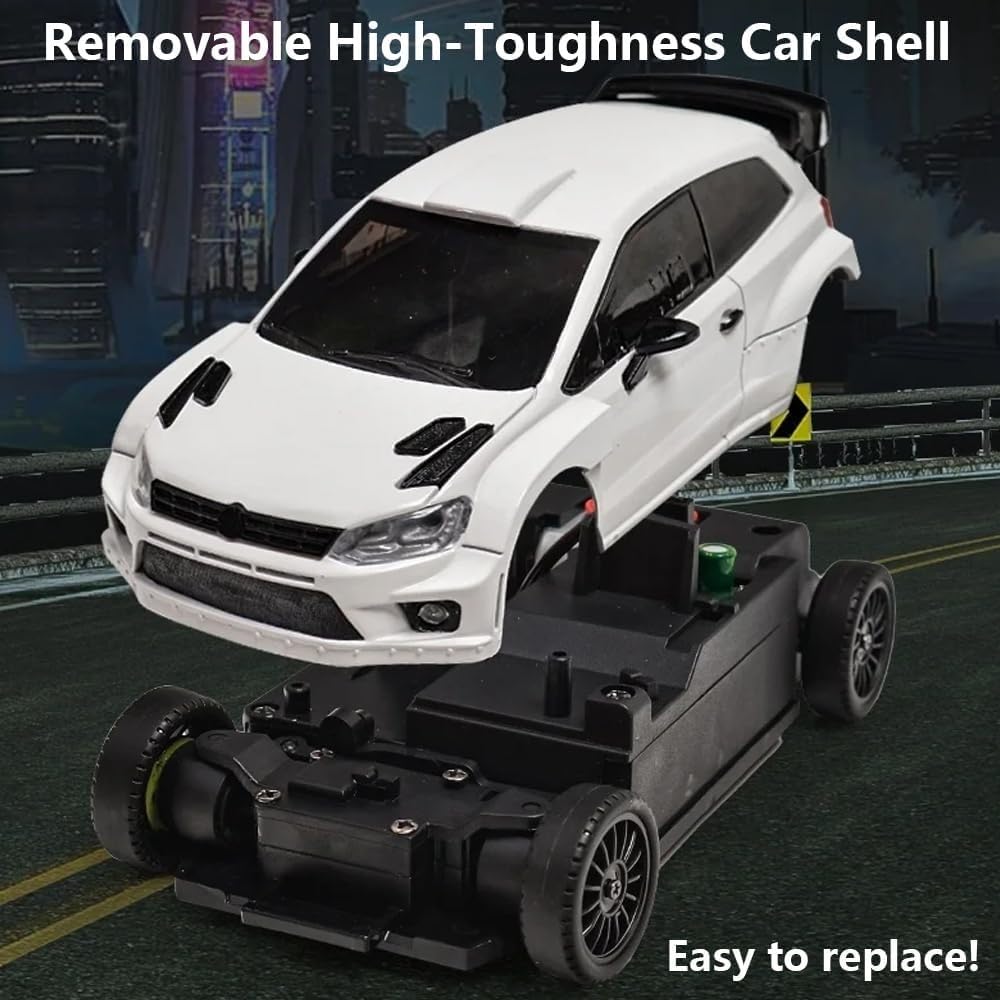 Coche teledirigido de derrape RC 4x4 de 2,4 GHz a Escala 1/28 con Luces LED, cumpleaños, LD2801, Coche teledirigido a Escala Real(White)