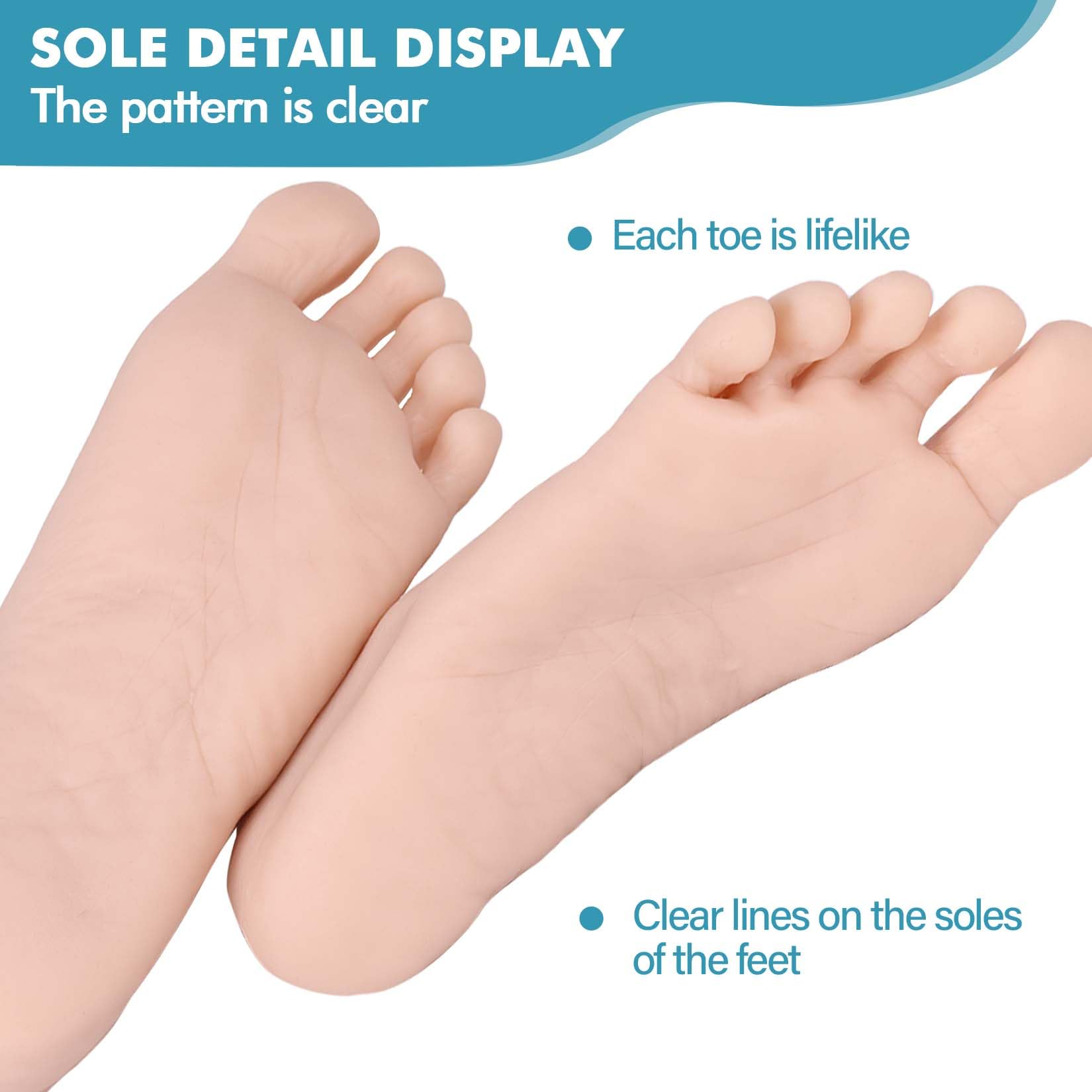Modello di Piedi in Silicone Dimensione Reale per Uomo e Donna Morbido e Flessibile Manichino per Esposizione Scarpe Sandali e Calze (Sinistra, Piede Donna, Beige)