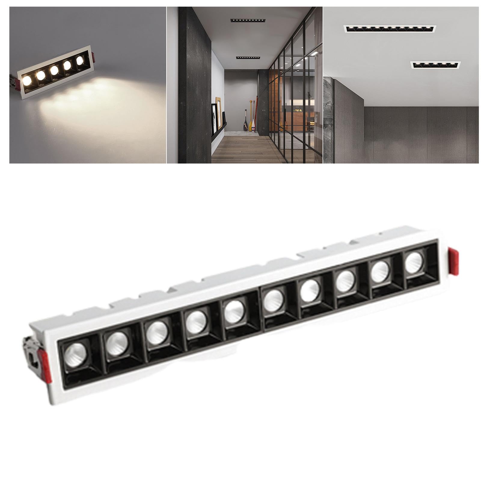Downlight Recessed LED Techo Lámpara Empotrada Aluminio Antideslumbrante Fácil Instalación Adecuada para Dormitorio Sala de Estar Oficina Cocina, Blanco 15 Luces, Individual