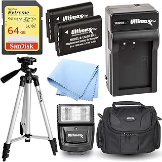 Pro Accessory Bundle with 2 BX-1 Batteries and Charger, Extreme 64GB SD, Flash, Tripod and Case for Sony DSC-RX100 I II III IV V VA VI VII RX1 RX1R