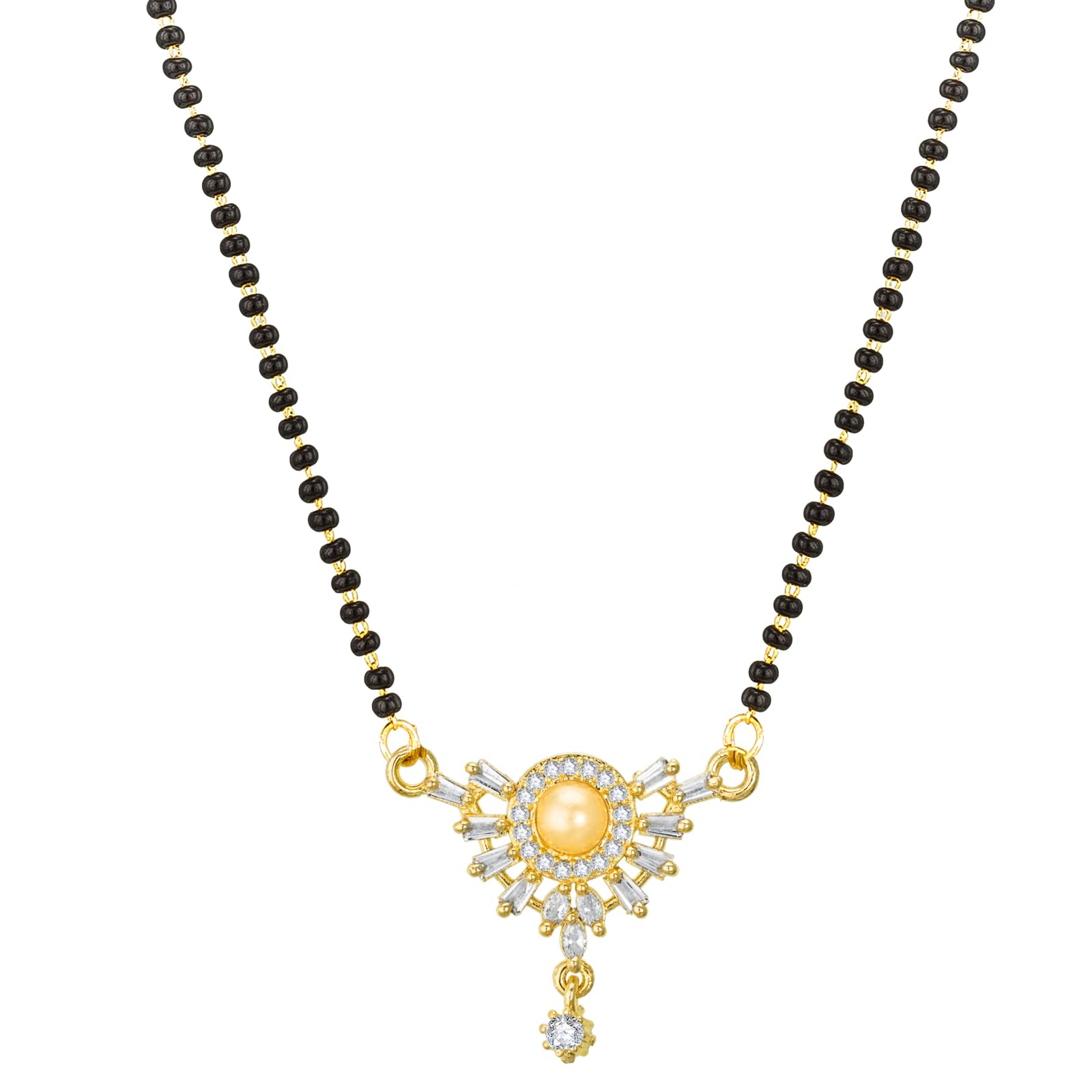 Aadita Woman Gold Plated White Stone and Black Beaded Mangalsutra For Women - MS2908-image-47