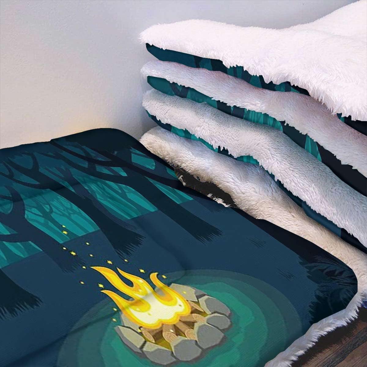 review Blue Teal Pets Cat Bed Pet Blanket Thermal Happy Camper Cartoon Illustration Large Dog Bed Pad Pets Sleeping Bed Soft Warm Fluffy Kennel Pad Rustic Home 18