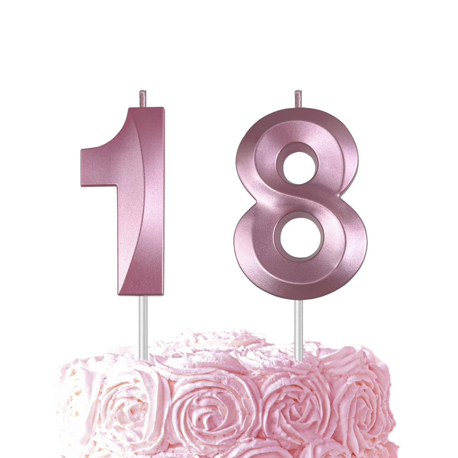Pink Birthday Number 18 Candles for Wedding Party Cake Decorations