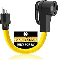 Vista 8 de Adaptador marino y para RV de 30 amperios a 110, de 30 amperios a 15 amperios, macho 5-15P a hembra L5-30R con bloqueo giratorio y asa, enchufe
