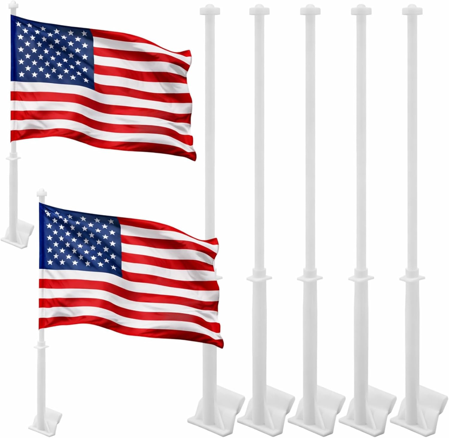 5 Pcs Car Window Flag Poles 20 Inches Plastic Car Flag Mount with Locking Cap and Retaining Clip Window Flagpoles Banner Holder for Memorial Day Patriotic Sports Events Parades Holiday Decor