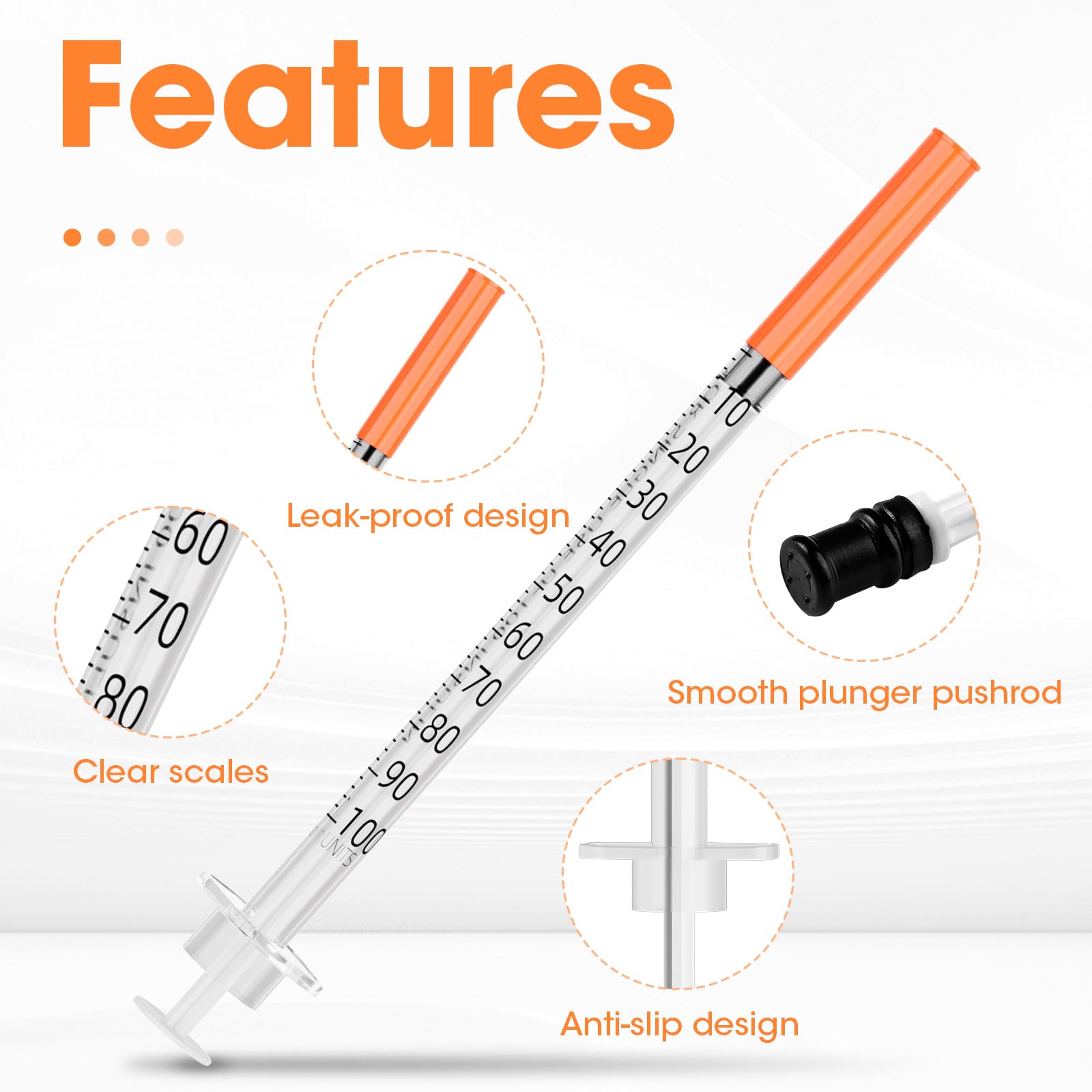 1ml/cc 29G 5/16" (8mm) Syringe, U-100 Disposable Syringes, Pack of 100 — Amazon image 3